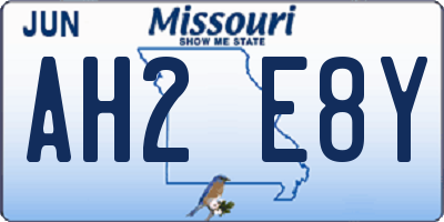 MO license plate AH2E8Y