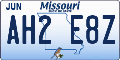 MO license plate AH2E8Z