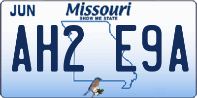 MO license plate AH2E9A