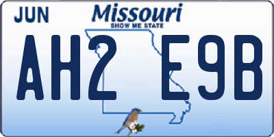 MO license plate AH2E9B