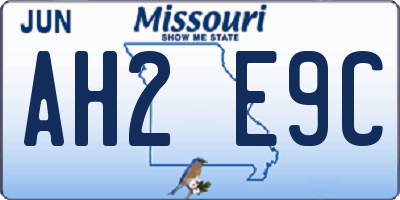 MO license plate AH2E9C