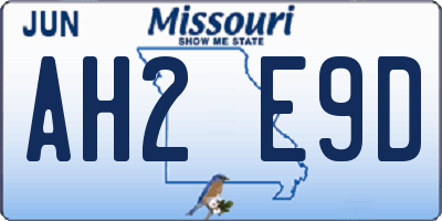 MO license plate AH2E9D