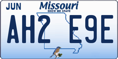 MO license plate AH2E9E