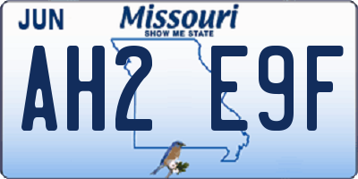 MO license plate AH2E9F