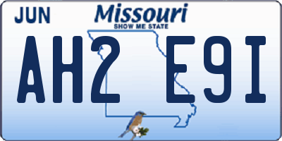 MO license plate AH2E9I