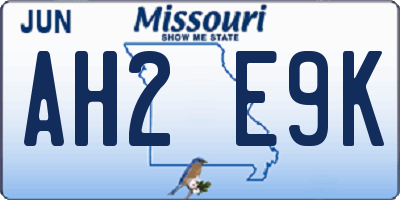 MO license plate AH2E9K