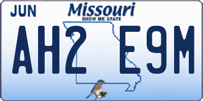 MO license plate AH2E9M