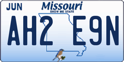 MO license plate AH2E9N