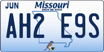 MO license plate AH2E9S