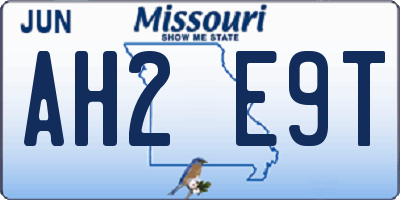 MO license plate AH2E9T