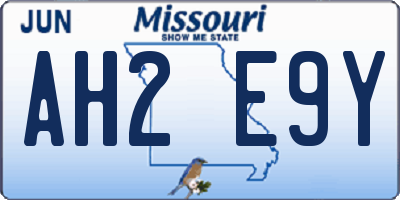 MO license plate AH2E9Y