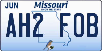 MO license plate AH2F0B