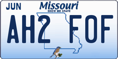 MO license plate AH2F0F