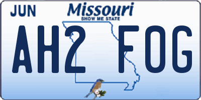 MO license plate AH2F0G