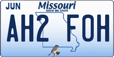 MO license plate AH2F0H