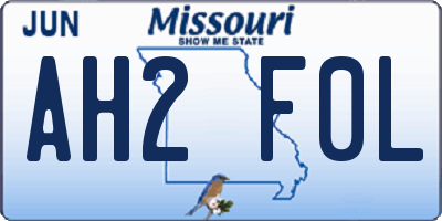 MO license plate AH2F0L