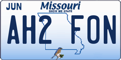 MO license plate AH2F0N