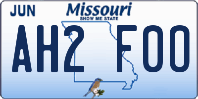 MO license plate AH2F0O