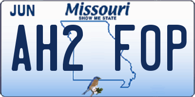 MO license plate AH2F0P