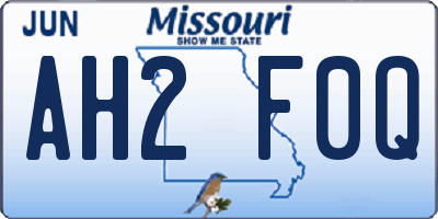 MO license plate AH2F0Q