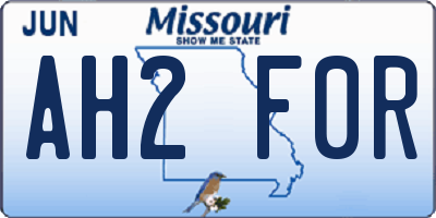 MO license plate AH2F0R