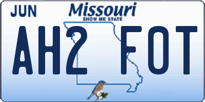 MO license plate AH2F0T