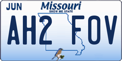 MO license plate AH2F0V