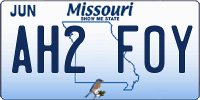 MO license plate AH2F0Y