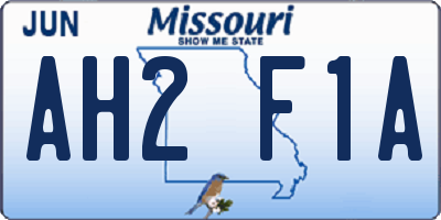 MO license plate AH2F1A