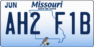 MO license plate AH2F1B