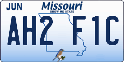 MO license plate AH2F1C