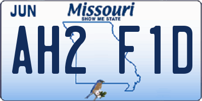 MO license plate AH2F1D