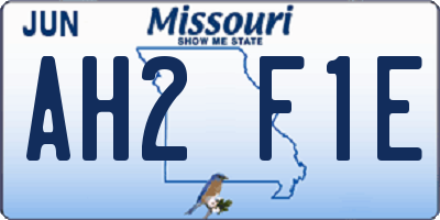 MO license plate AH2F1E