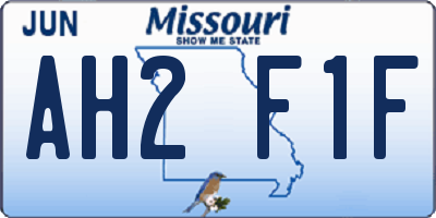 MO license plate AH2F1F