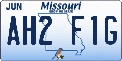 MO license plate AH2F1G