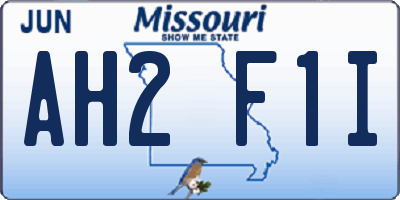 MO license plate AH2F1I