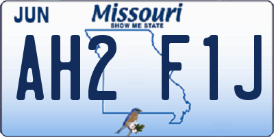 MO license plate AH2F1J