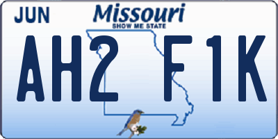 MO license plate AH2F1K