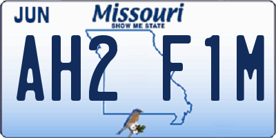 MO license plate AH2F1M