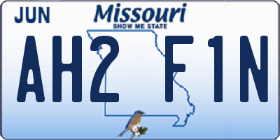 MO license plate AH2F1N