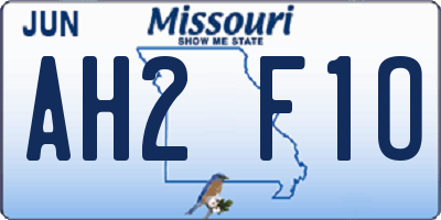 MO license plate AH2F1O