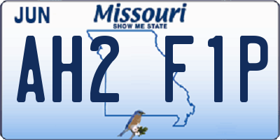 MO license plate AH2F1P