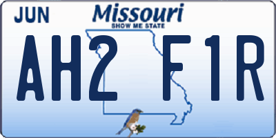 MO license plate AH2F1R