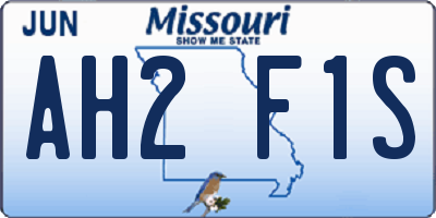 MO license plate AH2F1S