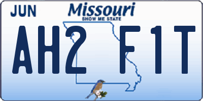 MO license plate AH2F1T