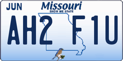 MO license plate AH2F1U