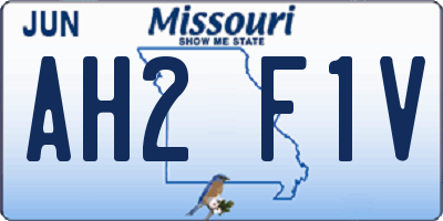 MO license plate AH2F1V