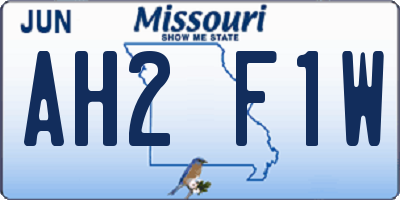 MO license plate AH2F1W