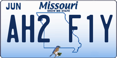 MO license plate AH2F1Y