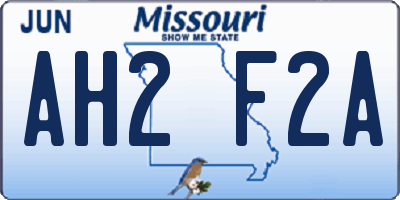 MO license plate AH2F2A